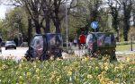 Ouderkerk aan de Amstel 11 april 2020
Connie Witteman en haar zoon Marvin Breukhoven  met zijn vriend Rick rijden met hun 2 biro CCCC karretjes langs de Amstel.