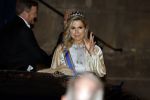 Amsterdam 5 april 2022
Koningin Maxima , Koning Willem Alexander en prinses Beatrix vertrekken na een staatsbanket met de president van India bij het Paleis op de Dam.