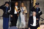 Amsterdam 5 april 2022
Koningin Maxima , Koning Willem Alexander en prinses Beatrix vertrekken na een staatsbanket met de president van India bij het Paleis op de Dam.