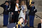 Amsterdam 5 april 2022
Koningin Maxima , Koning Willem Alexander en prinses Beatrix vertrekken na een staatsbanket met de president van India bij het Paleis op de Dam.