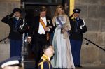 Amsterdam 5 april 2022
Koningin Maxima , Koning Willem Alexander en prinses Beatrix vertrekken na een staatsbanket met de president van India bij het Paleis op de Dam.