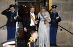Amsterdam 5 april 2022
Koningin Maxima , Koning Willem Alexander en prinses Beatrix vertrekken na een staatsbanket met de president van India bij het Paleis op de Dam.