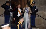 Amsterdam 5 april 2022
Koningin Maxima , Koning Willem Alexander en prinses Beatrix vertrekken na een staatsbanket met de president van India bij het Paleis op de Dam.