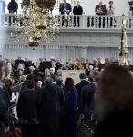 Amsterdam 15 april 2023
Herdenkingstdienst vooraf aan de begrafenis van Huub Oosterhuis in de Westertoren . Daarna gingen ze met de boot naar begraafplaats Zorgvlied