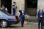 Amsterdam 12 april 2023
Staatsbezoek Macron aan Nederland .  Ook zijn vrouw Brigitte was aanwezig alsmeder Koning Willem Alexander en Koningin Maxima . Hier verlaten ze paleis op de Dam.