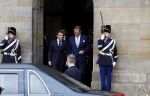 Amsterdam 12 april 2023
Staatsbezoek Macron aan Nederland .  Ook zijn vrouw Brigitte was aanwezig alsmeder Koning Willem Alexander en Koningin Maxima . Hier verlaten ze paleis op de Dam.