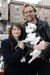 Amsterdam 27 maart 2024
Barbara Sloesen met vriend Joost Hofman en hun hondje in het centrum van amsterdam.