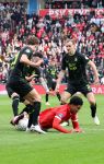 Eindhoven, 3 maart 2024 PSV-Feyenoord, eindstand 2-2 
Kompetitie Seizoen 2023-2024
Malik Tillman wordt bewerkt door Thomas Beelen Mats Wieffer Quilindschy Hartman