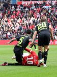 Eindhoven, 3 maart 2024 PSV-Feyenoord, eindstand 2-2 
Kompetitie Seizoen 2023-2024
Malik Tillman wordt bewerkt door Thomas Beelen Mats Wieffer Quilindschy Hartman
