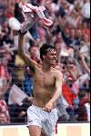 Eindhoven, 30 april 2000
PSV Landskampioen 
Feest na de wedstrijd PSV-RKC, eindstand 7-1
Chris v d Weerden