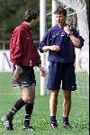 Eindhoven 27 april 2000
1e training Ruud v Nistelrooij na keuring Manchester United.
Ruud samen met Luc van Agt.