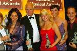 Amsterdam 22 april 2002
Chantal Janzen (winnares Musical award) samen met Tim Rice. Links Pia Douwes