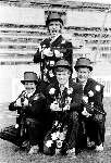 Eindhoven 1986 Vier skandinavische voetballers in het gilde pak v.l.n.r. : Kenneth Brylle - Glenn Hyssen-Jan Heintze en Hallvar Thoresen


k