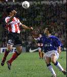 Eindhoven, 28 September 1999
Wedstrijd uit de voorronde van de CHAMPIONS-League tussen PSV & Glasgow Rangers, eindstand 0-1
Luc Nilis koppend