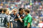 Eindhoven 14 april 2002
PSV-Feyenoord 2-0
Pierre v Hooijdonk boos op scheidsrechter Eric Braamhaar