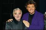 Amsterdam 18 decmber 2001
Opnames van de oudejaarsloterij van de Staatsloterij.
Rene Froger met Charles Aznavour