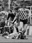 Rotterdam, 24 mei 1981
PSV-SPARTA, eindstand 3-0
Rob Landsbergen op de grond, David Loggy en doelman Jan Formanoy