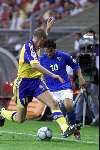 19 juni 2000
Italie-Zweden in het PSV stadion.
Del Piero in duel met olaf Mellberg