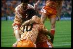 Munchen, 25 juni 1988 Finale Europees Kampioenschap 1988
Finale Nederland-Rusland, eindstand 2-0
1-0 door Ruud Gullit en 2-0 door Marco v Basten