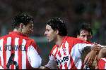 Eindhoven 31 maart 2001
PSV- fc Twente 2-1
Ruud v Nistelrooy met Mark v Bommel blij na de 2-0