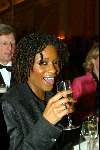 Amsterdam 8 april 2003
Premiere Johnny English. feest in hotel l\'europe
silvana simons met een glaasje champagne