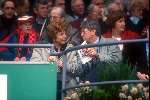 Bram Peper en Neely Kroes bij een wedstrijd van Feyenoord