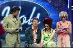 Hilversum 3 april 2004
Finale Idols in studio 22.
Tooske Breugem met Reinout Oerlemans en Eric  Idols en Irma Idols