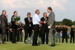 Zandvoort, 13 Augustus 2006
Dutch KLM Open Golf 2006 Kennemer golfclub
Toernooidirecteur Daan Slooter met de hoofd greenkeeper