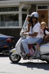 Amsterdam 18 juli 2006
Ruud Gullit op zijn vespa scooter met Joelle en Maxim.