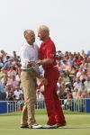 Zandvoort, 13 Augustus 2006 Dutch KLM Open Golf 2006
Kennemer Golfclub
Winnaar Simon Dyson uit Engeland samen met Jean Francois Remesy