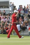 Zandvoort, 13 Augustus 2006 Dutch KLM Open Golf 2006
Kennemer Golfclub
Winnaar Simon Dyson uit Engeland maakt zijn winnende put
