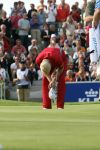 Zandvoort, 13 Augustus 2006 Dutch KLM Open Golf 2006
Kennemer Golfclub
Winnaar Simon Dyson uit Engeland maakt zijn winnende put