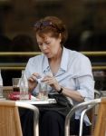 Amsterdam 23 juli 2006
Sylvia Kristel op terras bij cafe pleinzicht
