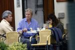 Amsterdam 4 augustus 2006.
Theodor Holman en v d Westelaken en Tara Elders etend op terras.