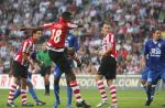 Eindhoven, 25 Augustus 2007 Eerste thuiswedstrijd Seizoen 2007/2008 PSV-NEC, eindstand 5-0
Eric Addo scoort met zijn hoofd 2-0