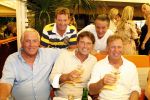 St Tropez 4 augustus 2007
Vrijgezellendag van Willibrord Frequin bij Tahiti Beach. vlnr Jan Riedstra Sjaak v Vliet Johan Westermeijer Harrie v d Moesdijk en Marcel Boekhoorn
