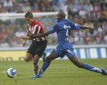 Eindhoven, 25 Augustus 2007 Eerste thuiswedstrijd Seizoen 2007/2008 PSV-NEC, eindstand 5-0
Ibrahim Afellay in duel met Dominique Kivuvu