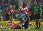 Eindhoven, 25 Augustus 2007 Eerste thuiswedstrijd Seizoen 2007/2008 PSV-NEC, eindstand 5-0
Mart v d Heuvel verzorgt Ibrahim Afellay verder op e foto Timmy Simons, Theo v Egmond en Carlos Salcido en Mike Zonneveld