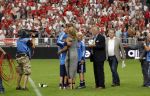 Amsterdam 3 augustus 2011
Afscheidswedstrijd Edwin v d Sar in Arena . Edwin met zijn vrouw Annemarie en kinderen Joe en Lynn
Peter Smulders bv
