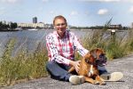 Rotterdam, 3 Augustus 2012
Jan de Hoop samen met zijn partner Coen Lievaart en hond Bob.
Foto Peter Smulders BV