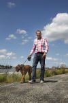Rotterdam, 3 Augustus 2012
Jan de Hoop samen met zijn partner Coen Lievaart en hond Bob.
Foto Peter Smulders BV