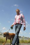 Rotterdam, 3 Augustus 2012
Jan de Hoop samen met zijn partner Coen Lievaart en hond Bob.
Foto Peter Smulders BV
