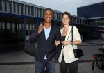 Amsterdam 3 juli 2013
Sjaak Swart 75 jaar . Hij viert dat met een wedstrijd met oud ajax spelers in het Olympisch stadion. Frank rijkaard met zijn vrouw
Peter Smulders bv