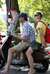 Amsterdam 22 juli 2013
Gijs Staverman met een vriend op zijn vespa scooter.
Peter Smulders bv