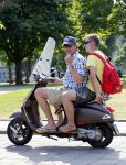 Amsterdam 22 juli 2013
Gijs Staverman met een vriend op zijn vespa scooter.
Peter Smulders bv