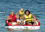 ibiza 11 juli 2013
Herman den Blijker met zijn vrouw en zoon Mats op coco beach.
Peter Smulders bv