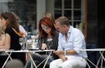 Amsterdam 2 juli 2013
Leontine Borsato op terras met haar manager Mike Dobbinga.
Peter Smulders bv
