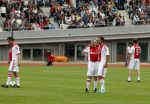 Amsterdam 3 juli 2013
Sjaak Swart 75 jaar . Hij viert dat met een wedstrijd met oud ajax spelers in het Olympisch stadion. Rafael v d Vaart met Sabia haar naam op zijn schoenen
Peter Smulders bv
