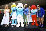 AMSTERDAM - Bij PathÃ© ArenA is de filmpremiÃ¨re De Smurfen II. Met op de foto (VLNR) Hilde de Mildt, Fernando Halman, Tygo Gernandt en Paul Turner.