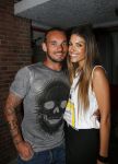 Amsterdam 3 juli 2013
Sjaak Swart 75 jaar . Hij viert dat met een wedstrijd met oud ajax spelers in het Olympisch stadion. Wesley Sneijder met zijn vrouw Yolanthe Sneijder Cabau
Peter Smulders bv